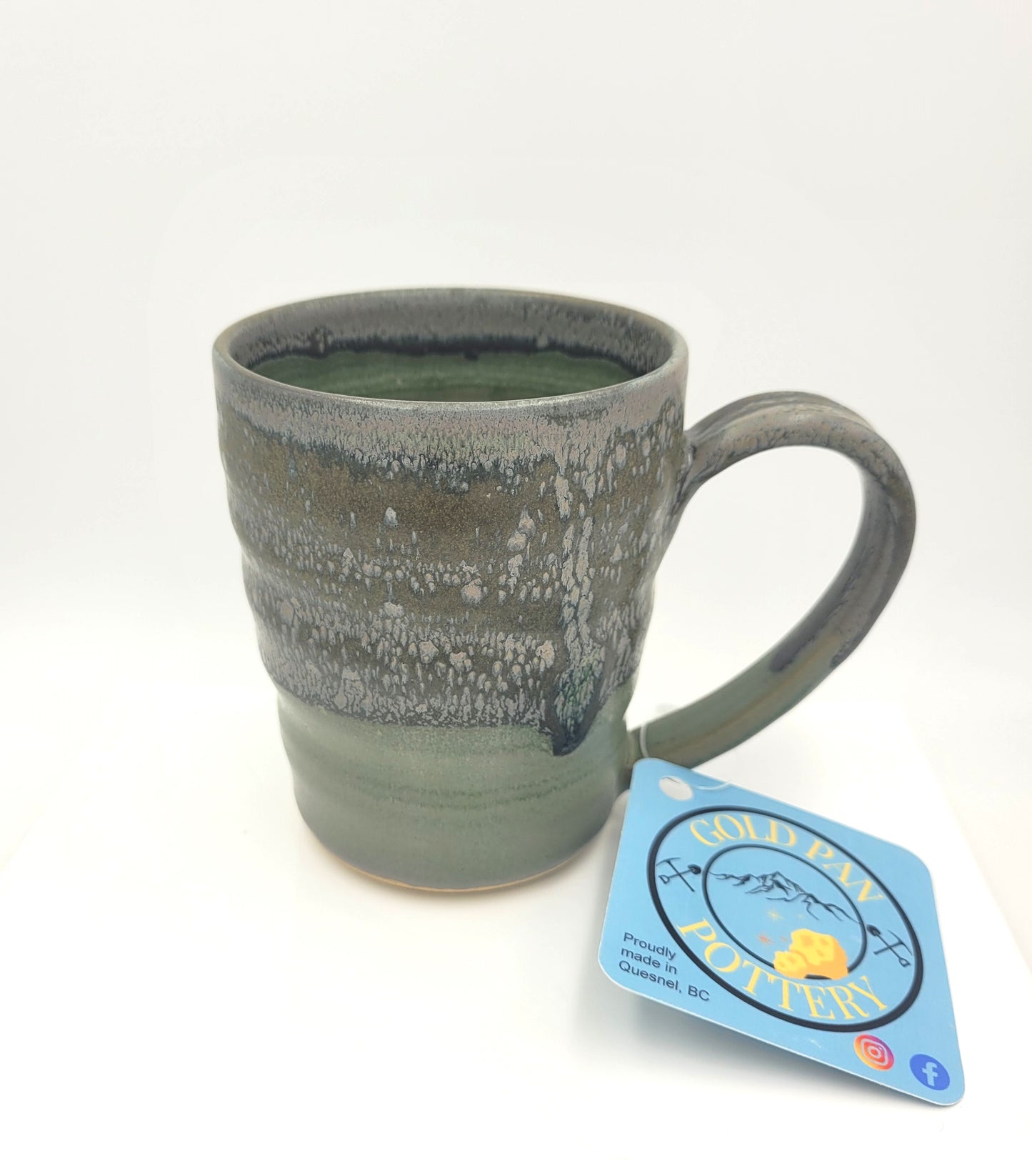 Handmade Pottery Mug, Green Natural Stone