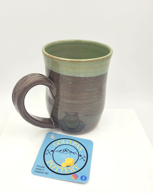 Handmade Pottery Mug, Brown and Green Swirl