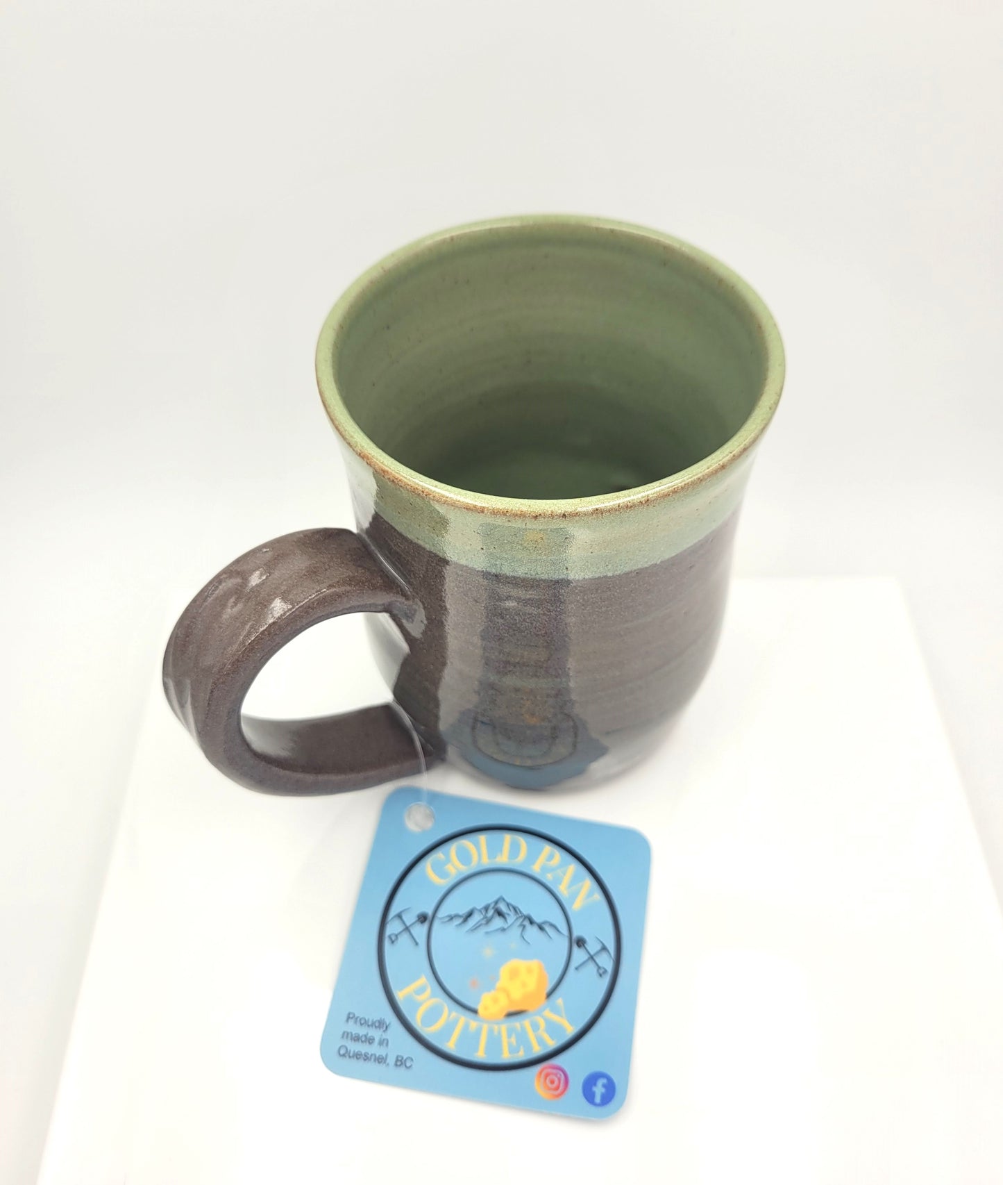 Handmade Pottery Mug, Brown and Green Swirl