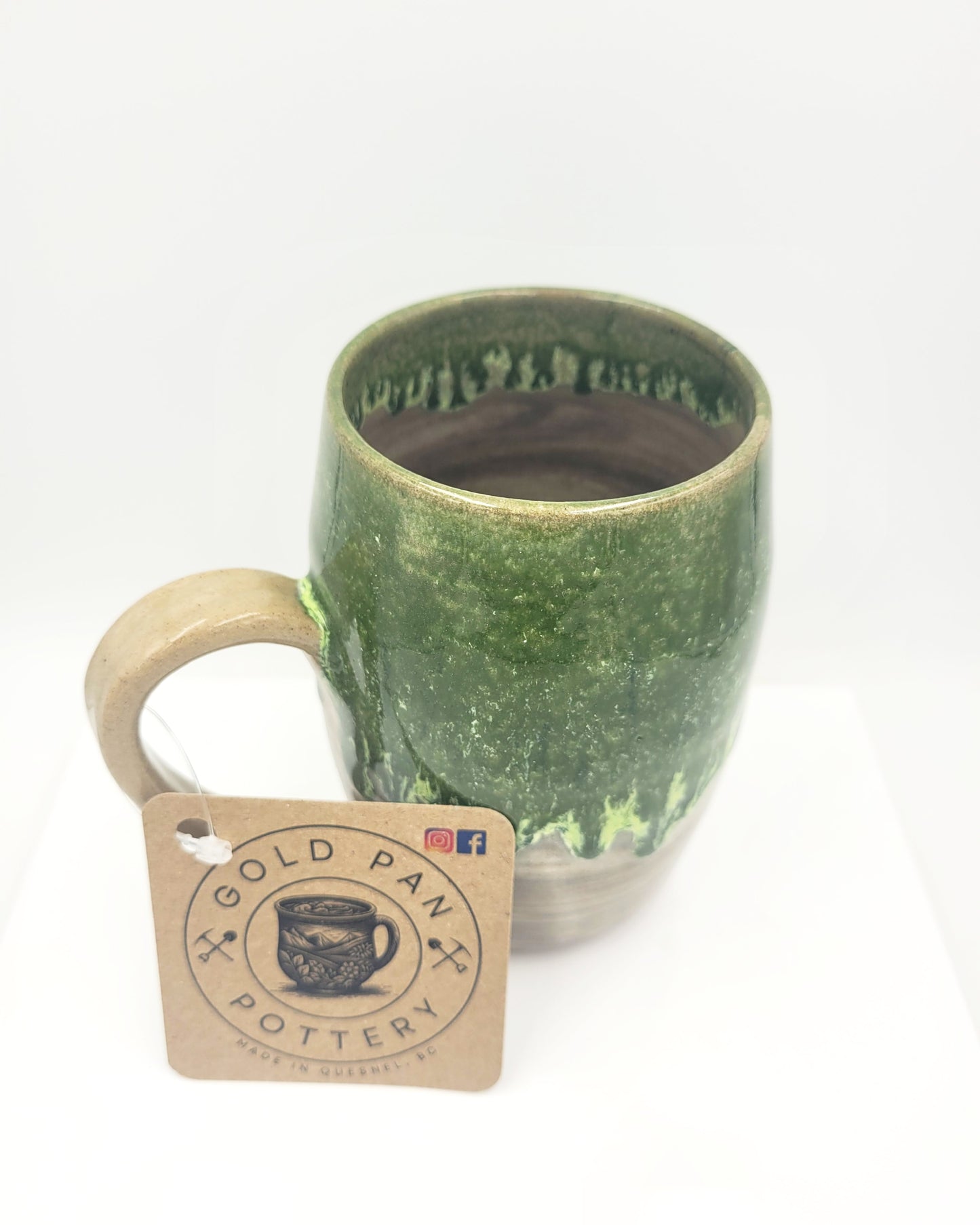 Handmade Pottery Mug, Blended Clay and Green