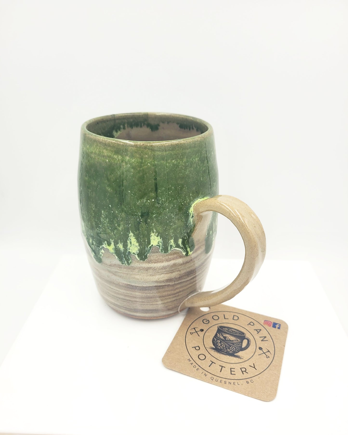 Handmade Pottery Mug, Blended Clay and Green