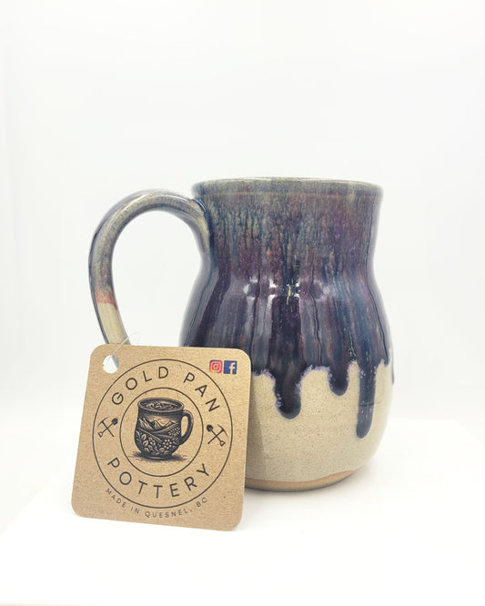 Handmade Pottery Mug, Purples, Blues